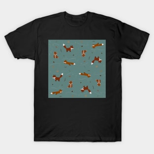 Winter Foxes in Teal T-Shirt